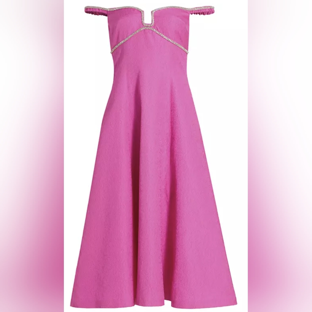 NEW self portrait diamante embellished textured midi dress XS